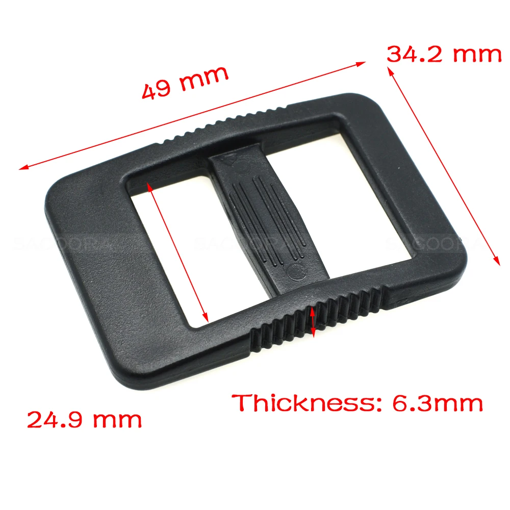 50pcs/pack 1" Webbing Plastic Tri-Glide Slider Adjustable Buckle Hardware Black for Outdoor Backpack Apparel Straps