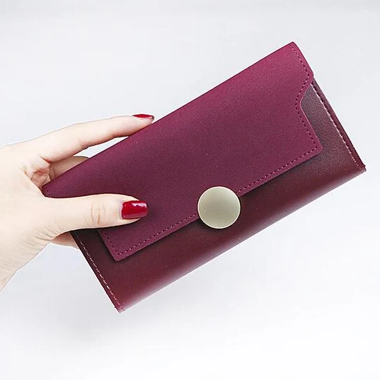 Wine Red Женские кошельки, клатч, сумки для денег, женские кошельки, Женский Длинный кошелек, карман для карт, ID держатель, конверт, сумка, модный кошелек для девочек - Цвет: Wine Red