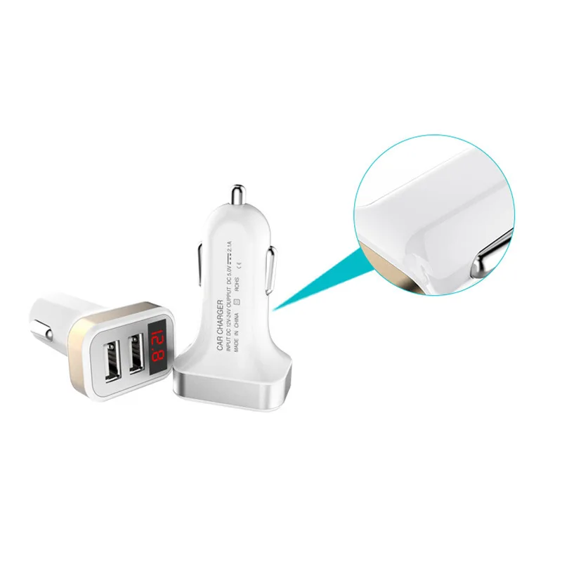 Dual USB Автомобильный Разветвитель Прикуривателя концентратора Мощность автомобильный адаптер Напряжение Дисплей 12 V-24 V телефона Tablet DVR переходник для зарядного устройства