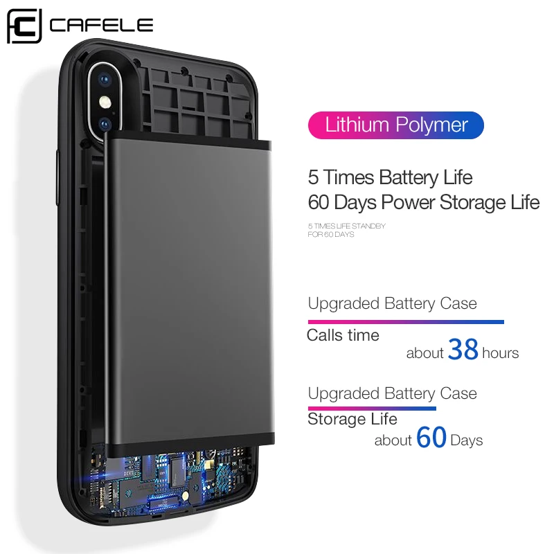 Cafele ультра тонкий чехол для зарядного устройства для iPhone 7, 8, 6, 6s Plus, X чехол для внешнего аккумулятора, чехол для резервного зарядного устройства для iPhone X