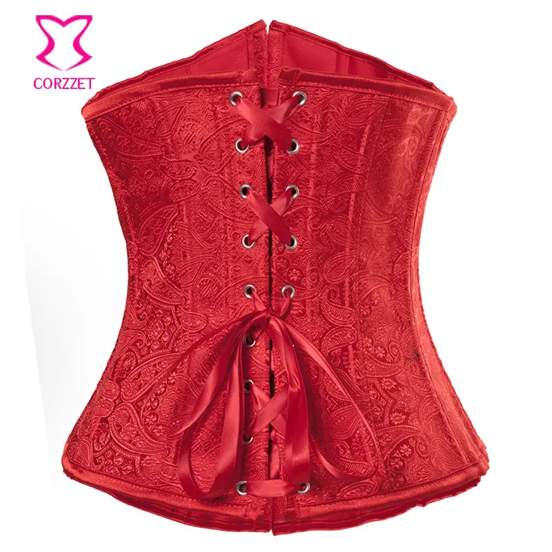 Красный узор Пейсли Нижний Бюст раньше женские трубы корсеты для женщин в