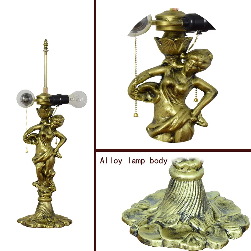 Настольная лампа Тиффани в американском стиле цветная стеклянная для гостиной