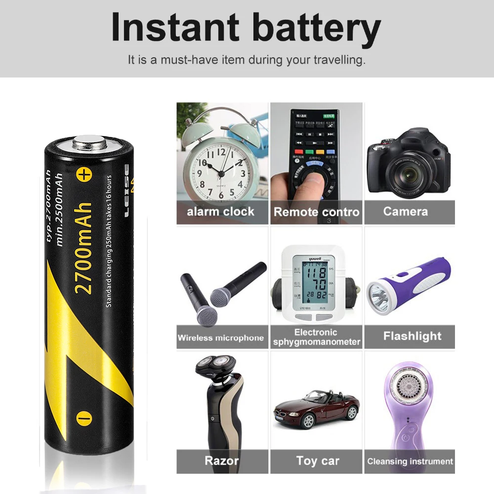 Leise 8 шт. AA 2700 mah аккумуляторная батарея 1 2 v NIMH 2a батареи с чехлом для высокой