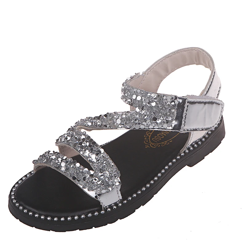 CUZULLAA/Новые летние сандалии для девочек Обувь в римском стиле со стразами Детские