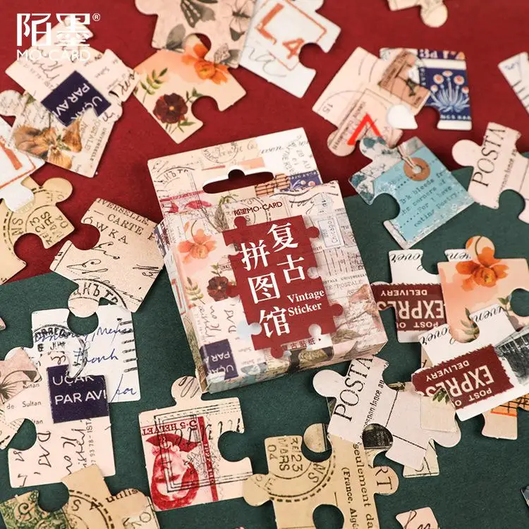 46pcs/pack Vintage Puzzle Mini Paper Sticker Decoration Diy Diary Scrapbooking Seal Sticker Kawaii Craft Paper - Цвет: A
