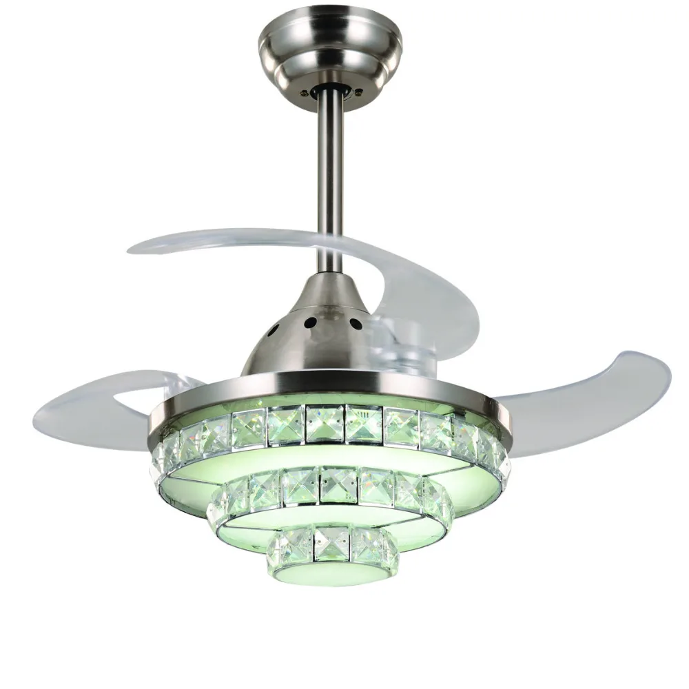 Хрустальный потолочный вентилятор светодиодный лампа 32 дюйма 3 листа с 2