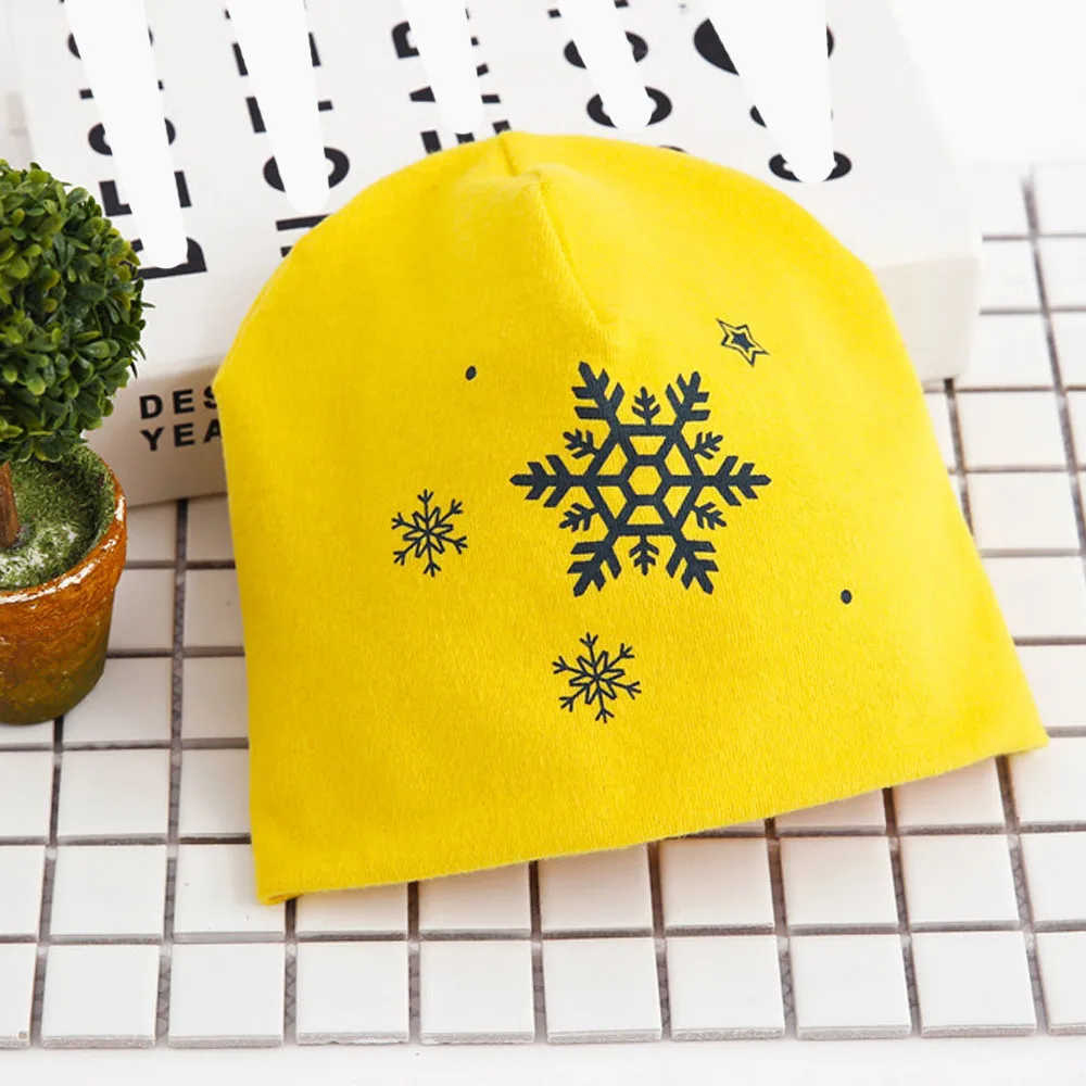 0-6Yrs Baby Hats Cotton Snowflake Printing Infant Hat Toddler Autumn Winter Children's For Boy Girl Beanie Caps Newborn BTTF | Детская