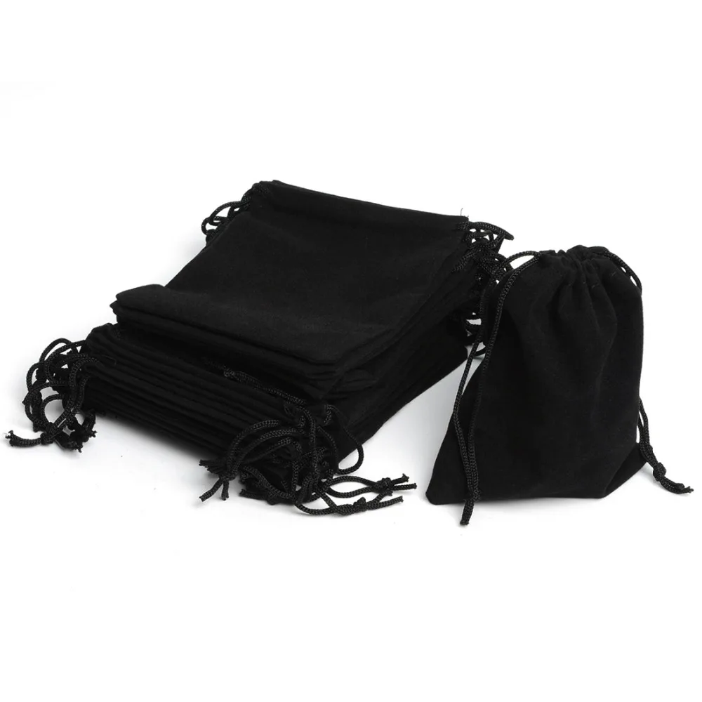 100pcs 12*10Cm Black Velvet Gift Drawstring Pouch Bags Party Jewelry Bag Christmas Candy Wedding Packing | Украшения и аксессуары