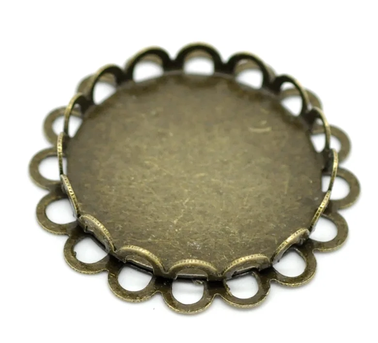 Рамка для кабошона из сплава DoreenBeads круглая рамка античной бронзы с кабошоном