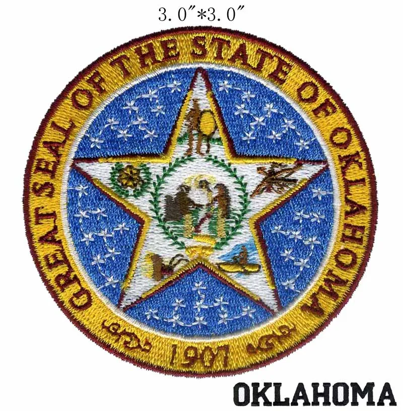 

Oklahoma State Seal 3.0"wide embroidery patch for military backpack/tactical patches/custom patches