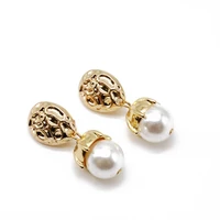 new elegant pearl fashion clip earrings statement hammered drop pendant accessories
