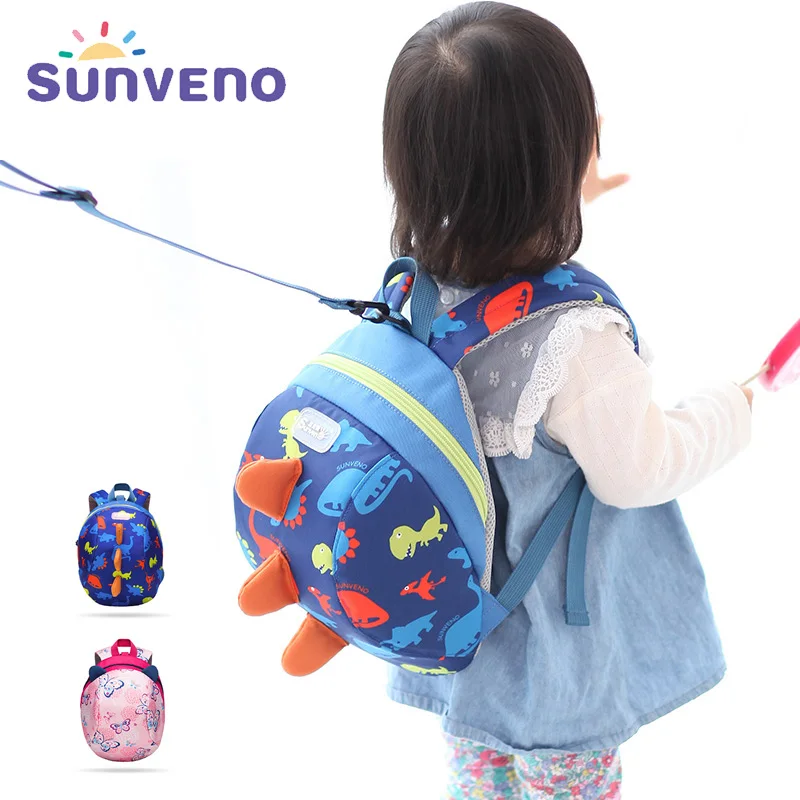 Sunveno, мультяшный Детский рюкзак для малышей, Детский рюкзак на поводке, безопасный, анти-потеря, милый рюкзак на ремне, ходунки, рюкзак с динозавром