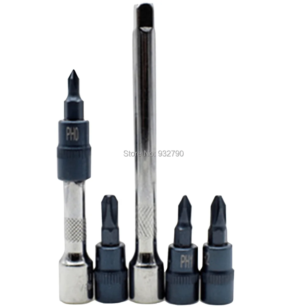 6x отвертка Биты Phillips PH0 PH1 PH2 PH3 1/4 &quotКвадратный привод гнездо бит 2&quot (50 мм) 4 &quot(100