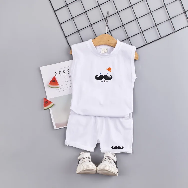 Слоновая кость Toddler Boy Clothes Children's Summer New Cartoon Pullover Vest Shorts Two-piece Boy's Children's Sleeveless Vest Suit - Цвет: Слоновая кость