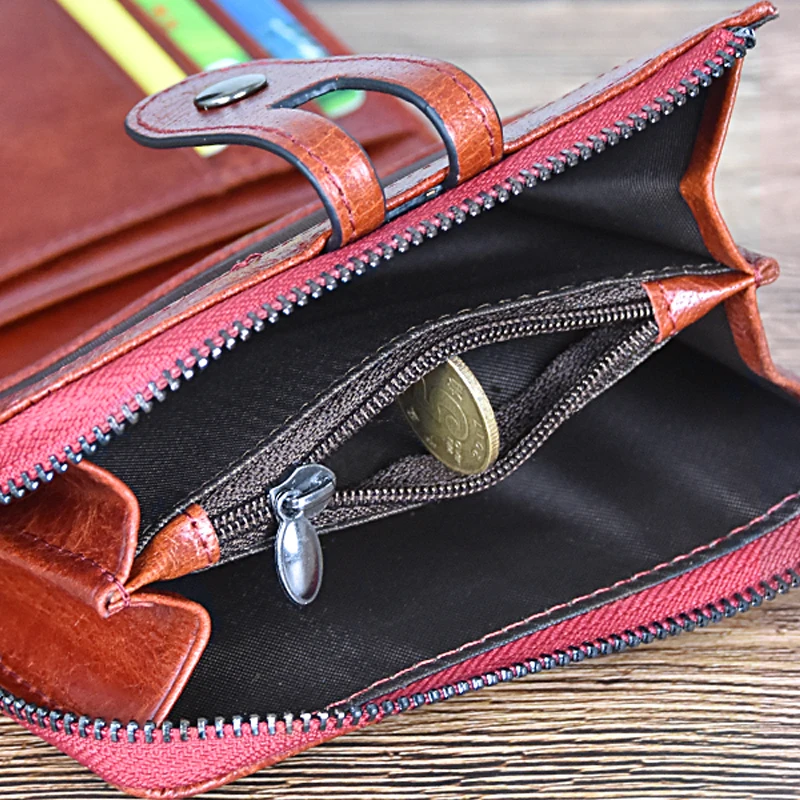 DICIHAYA New Style Genuine Cowhide Leather Women Medium Paragraph Buckle Leather Wallet Women's High Quality Coin Purse