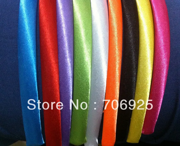 

Free shipping Wholesale Mxied color (10color) Plastic Headbands with cloth covered 9mm width 100pcs/lot
