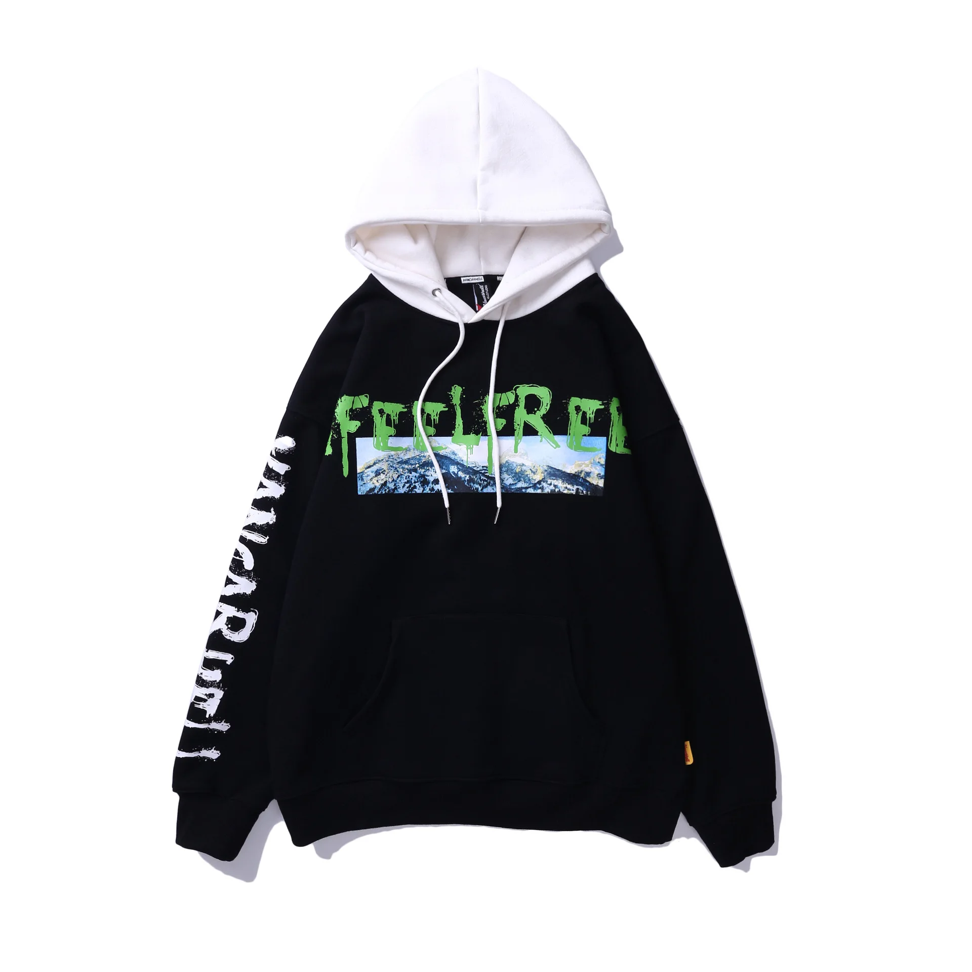 Краски письмо Снежная гора толстовки с принтом в стиле пэтчворк и КолорБлок