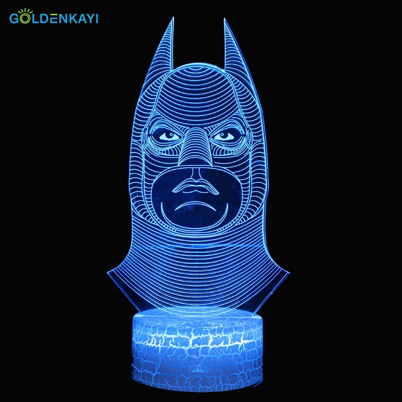 3D LED голова Бэтмена Оригинальное ночное освещение атмосфера визуальная луна