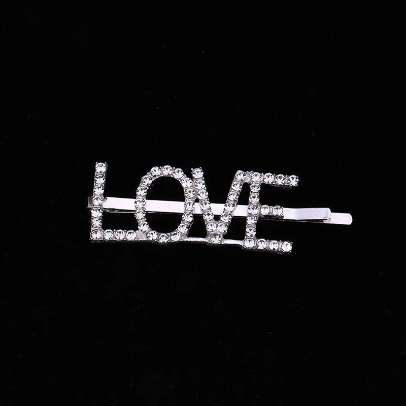 Горячие Blingbling горный хрусталь заколки для волос женщин буквы слово заколка