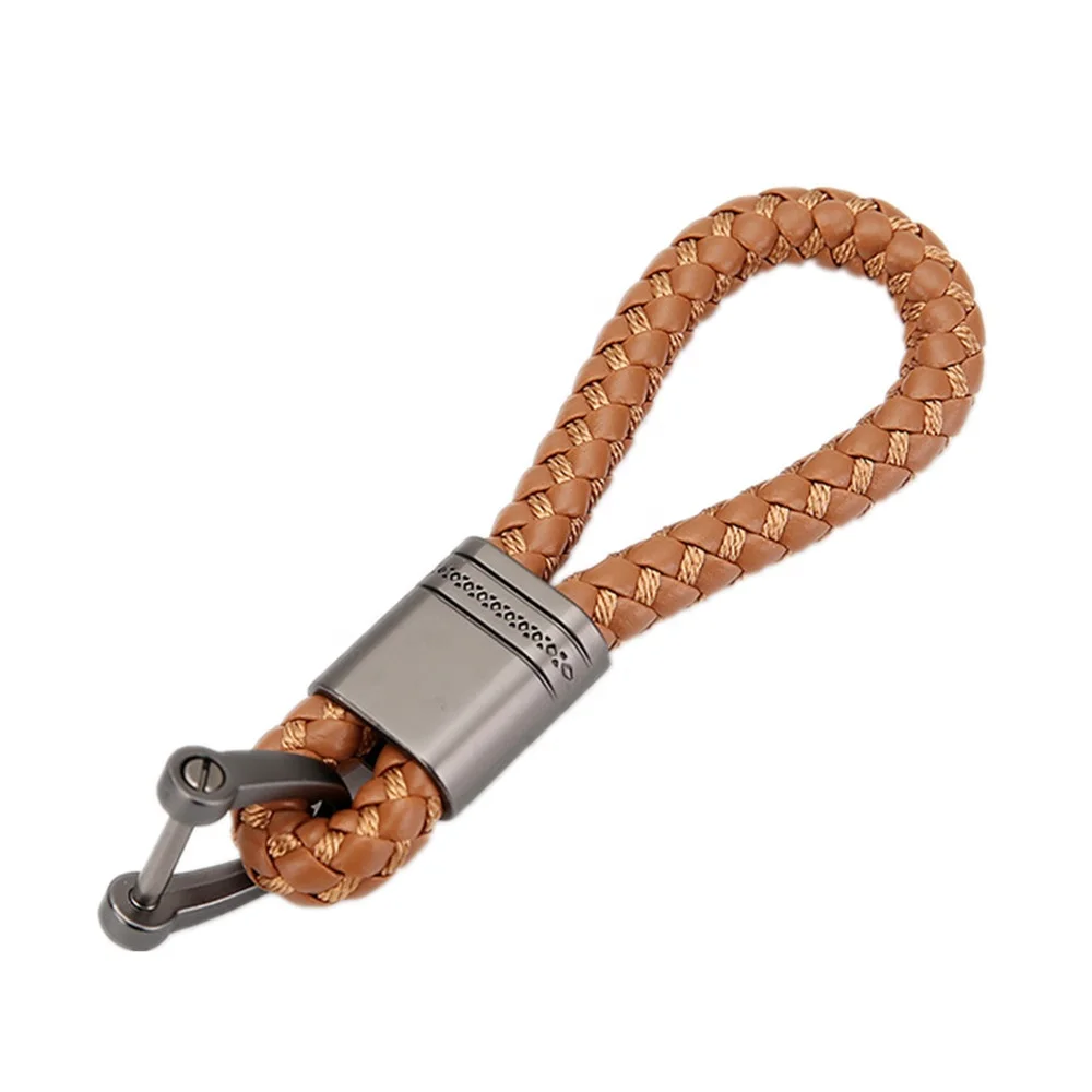 Брелок для автомобильных ключей ручной работы плетеная кожаная веревка кольцо