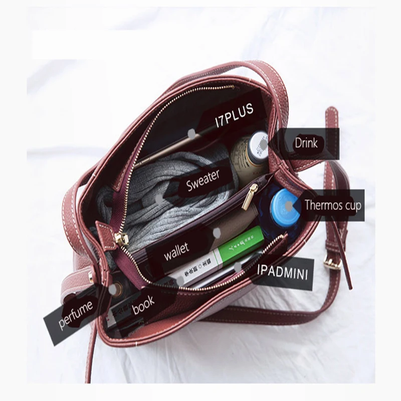 

Shoulder bag female 2019 handmade first layer leather crossbody bag female large capacity coffee simple light luxury tote bag