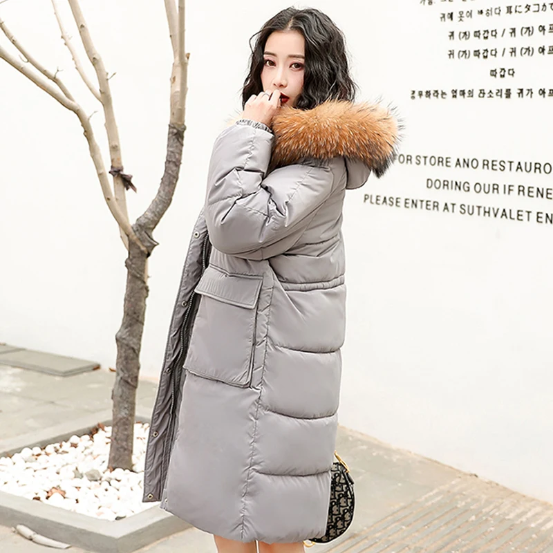 Fitaylor зима Теплый пуховик хлопковая Куртка парка Для женщин большой меховой