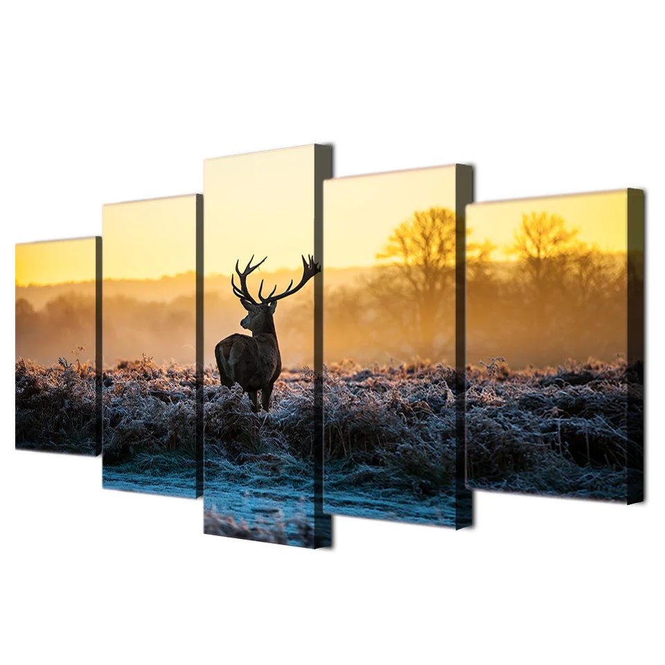 HD Печать Африканский Закат олень группа картина холст печать декор комнаты