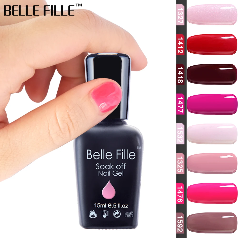 BELLE FILLE 15 мл УФ гель лак для ногтей черный белый розовый красный Гель полировки Vernis