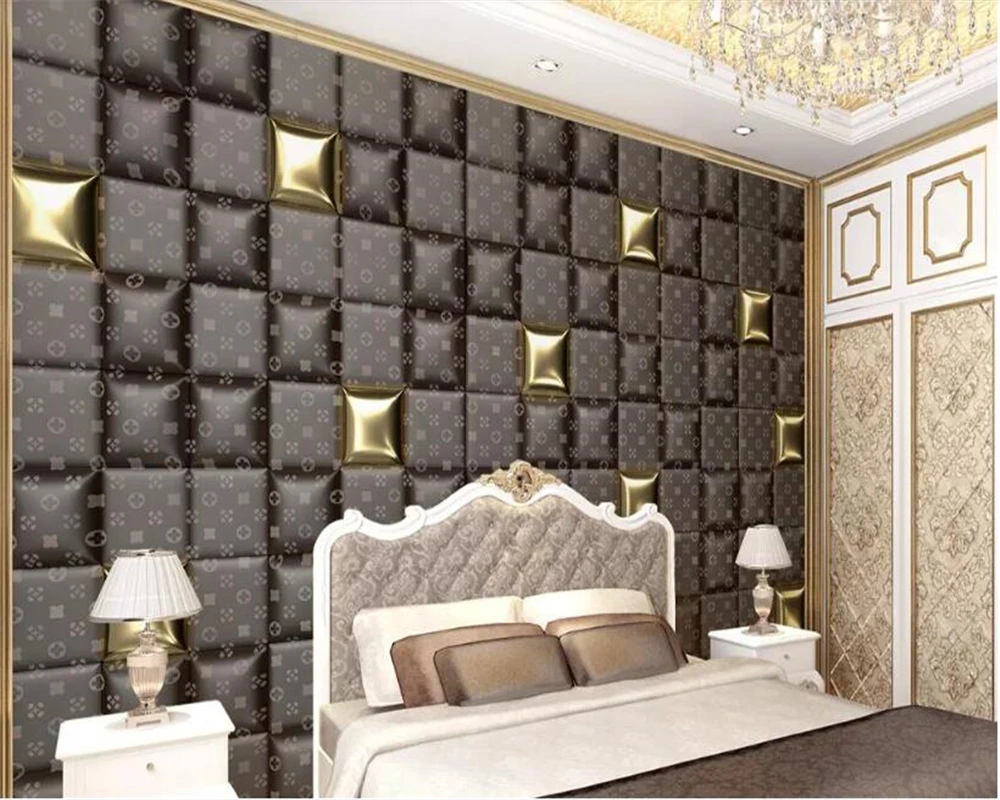 beibehang Custom photo wallpaper 3d bedroom mural checkered stitching soft pack wall background | Обустройство дома