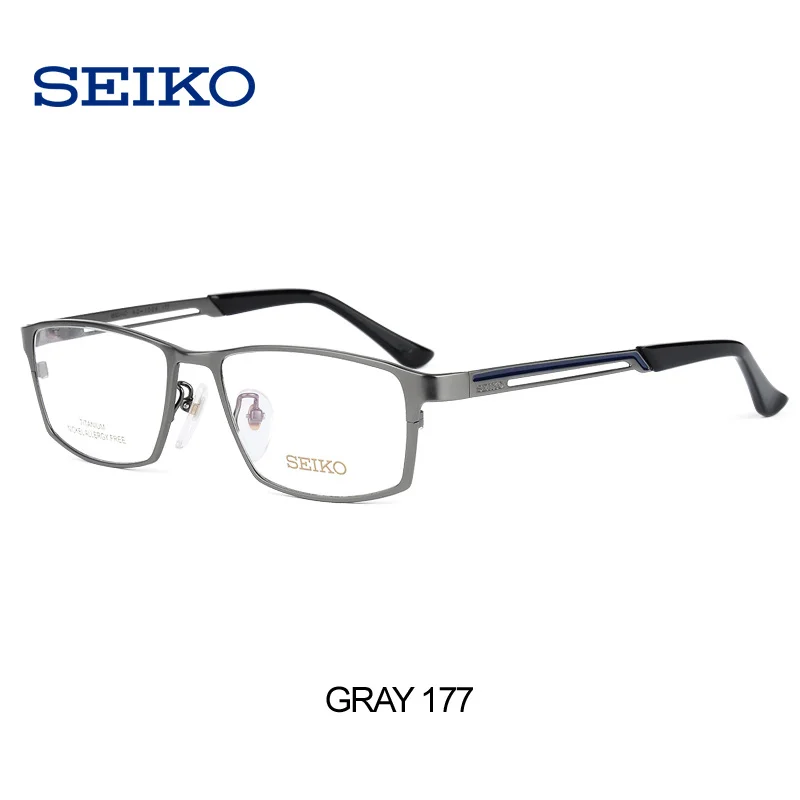 177 Gray SEIKO титановая оправа для очков для мужчин, оптическая оправа для очков, Прямоугольная оправа для очков Browline, квадратные очки для близорукости, очки HC1009 - Цвет оправы: 177 Gray