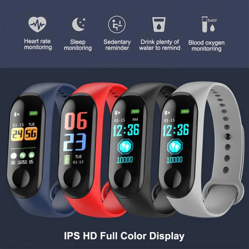 

M3 Smart Watch 0.96Inch Screen Blood Pressure Heart Rate Monitor Fitness Sport Bracelet WristBand SD998 Fitness Tracker