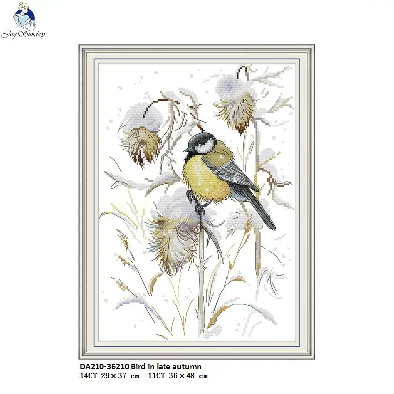 

Joy Sunday Bird in late Autumn Patterns DIY Hand Cross Stitch Kits Printed DMC 11CT 14CT Counted Embroidery Crafts Home Decor