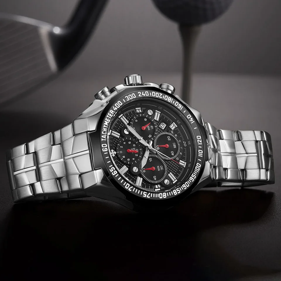 2020 мужские спортивные часы с большим циферблатом водонепроницаемые черным со