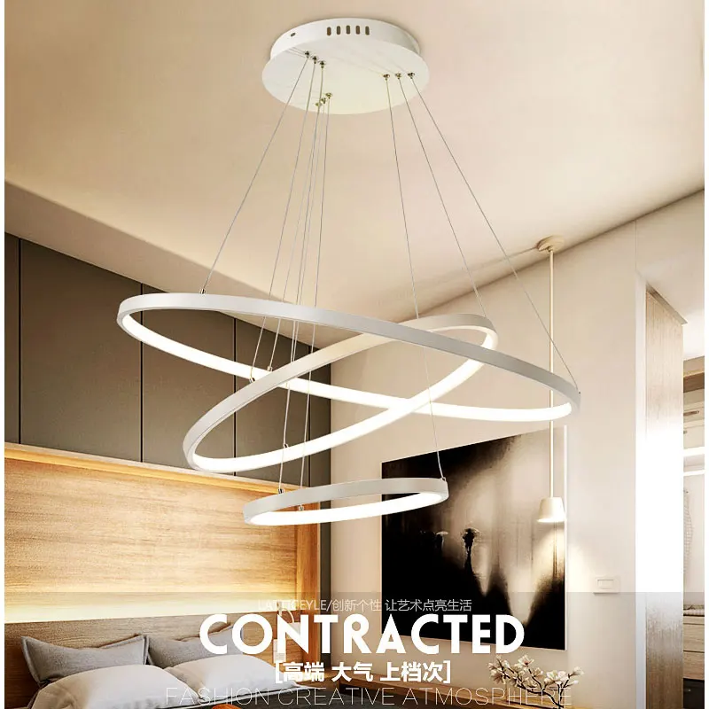 

modern led pendant lights for Foyer 3 rings light aluminum pendant lamp suspension luminaire Light Fixture 60W LED bulbs
