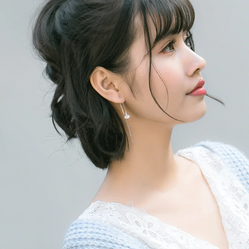 Женские серьги капельки с листом гинкго билоба из стерлингового серебра 925 пробы