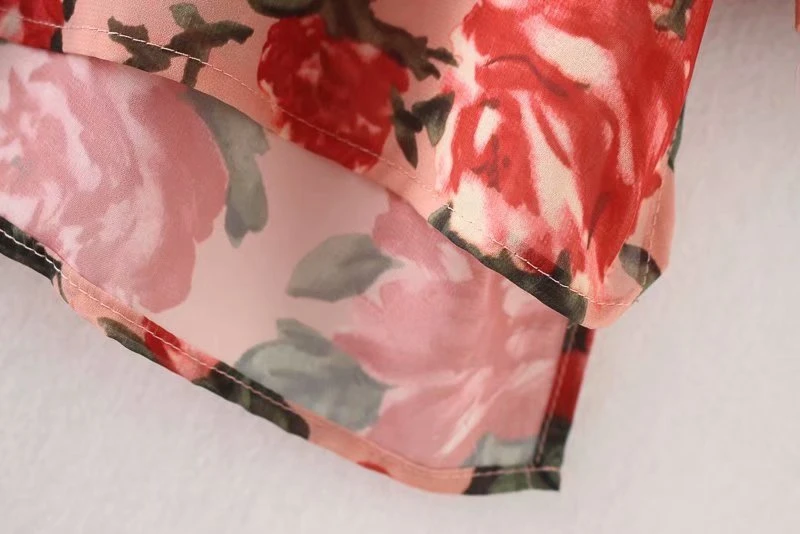 Ladies Chiffon Long Sleeve Blouse Flower Print Turn Down Collar Plus Size Loose Women Autumn Tops ZA8958 |