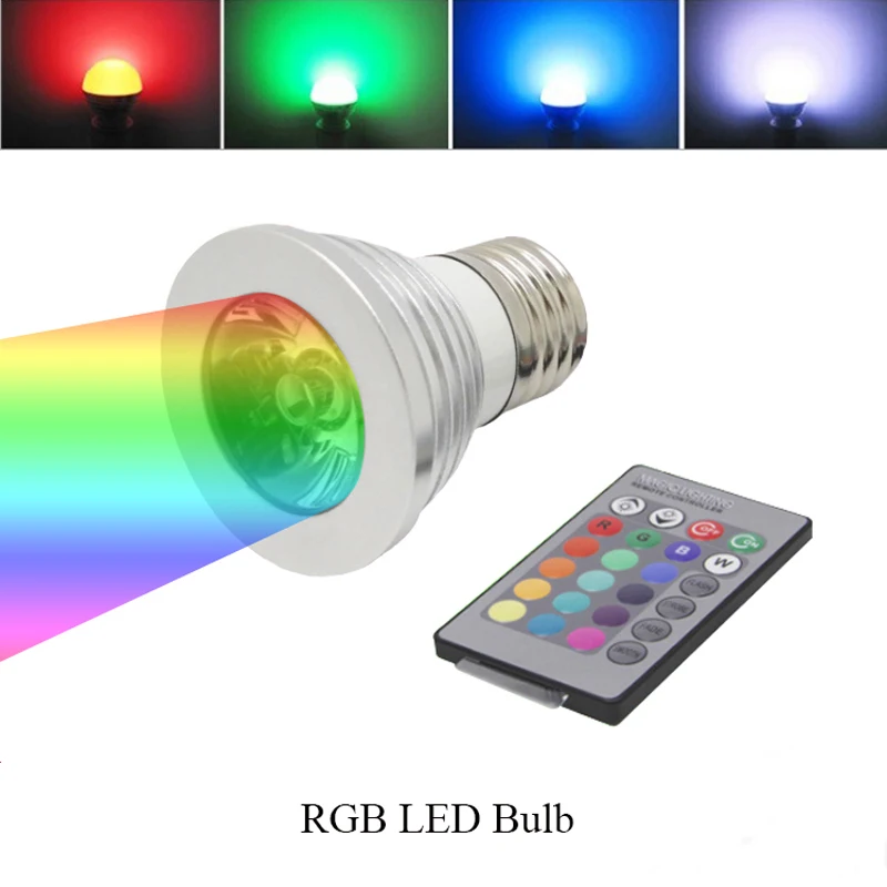 10 шт. E27 RGB 16 цветовых ламп 3 Вт Светодиодная лампа Точечный светильник