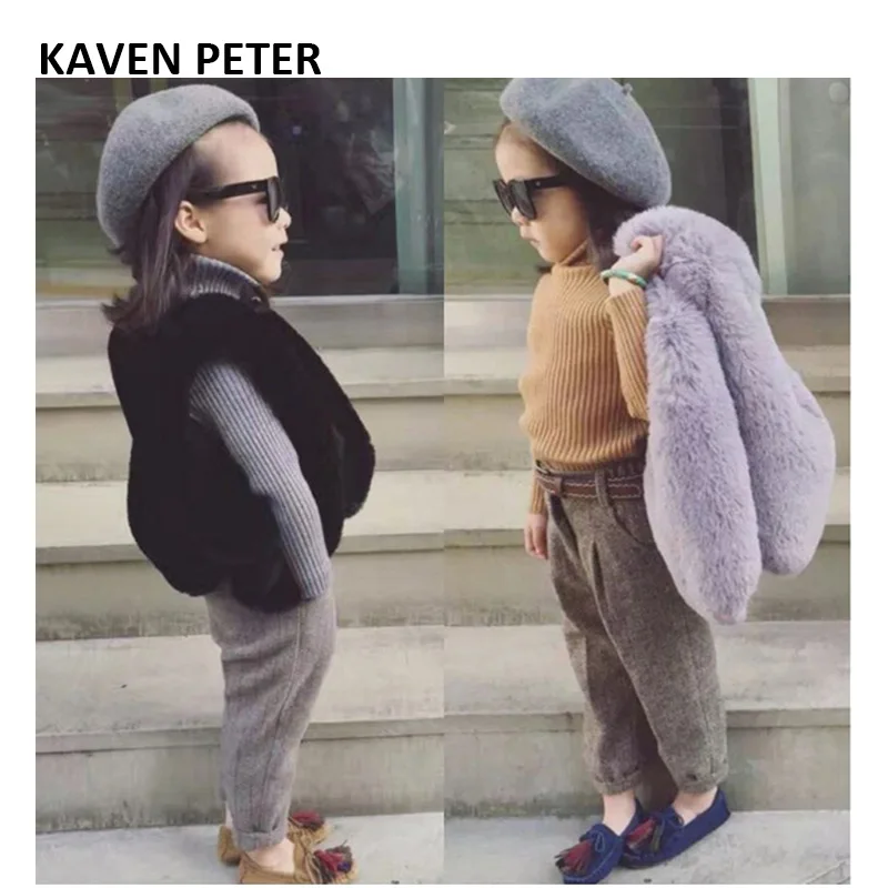 Меховой жилет для девочек, модный весенне-осенний жилет для детей, куртка из искусственного меха, детское пальто из искусственного меха, кор...