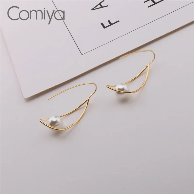 Comiya, золотые серьги-капли для женщин, акриловые жемчужные ювелирные изделия, модные серьги с подвесками, подвески, серьги, крючок, Feminino Bijoux