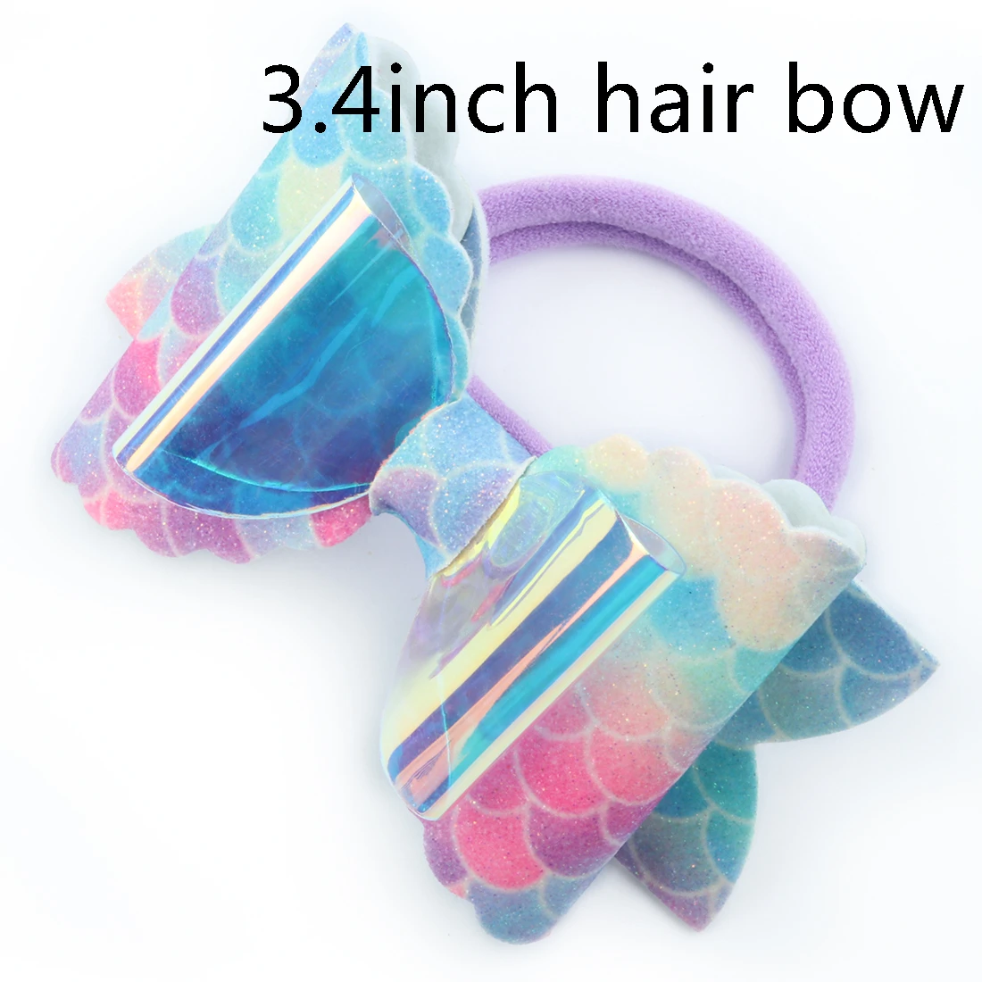 mermaid pvc-4 1 PC Child Hair Bow Tie Elastic Hair Band Glitter Hairbow Rope Rainbow Sequin Sparkly 3 Inch Bows Mermaid Girls Sweet Headwear - Цвет: mermaid pvc-4