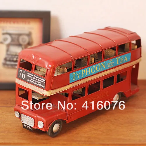 

London Street Iron Double-decker Bus Model Handmade Classic Car Memory of old times Gift Home Decoration M size M1116