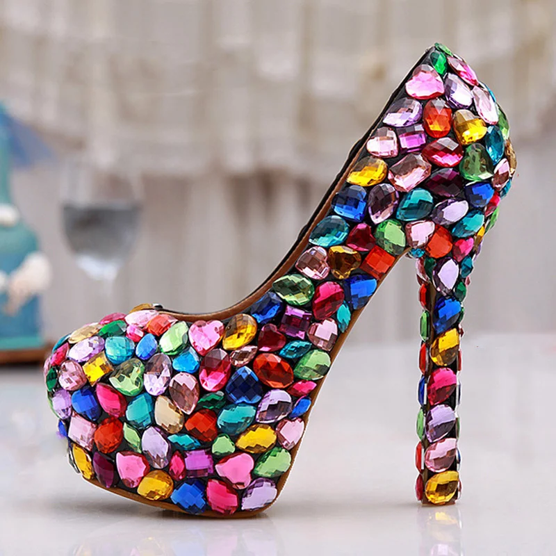 Туфли лодочки с круглым носком блестящие для выступлений вечеринок выпускного