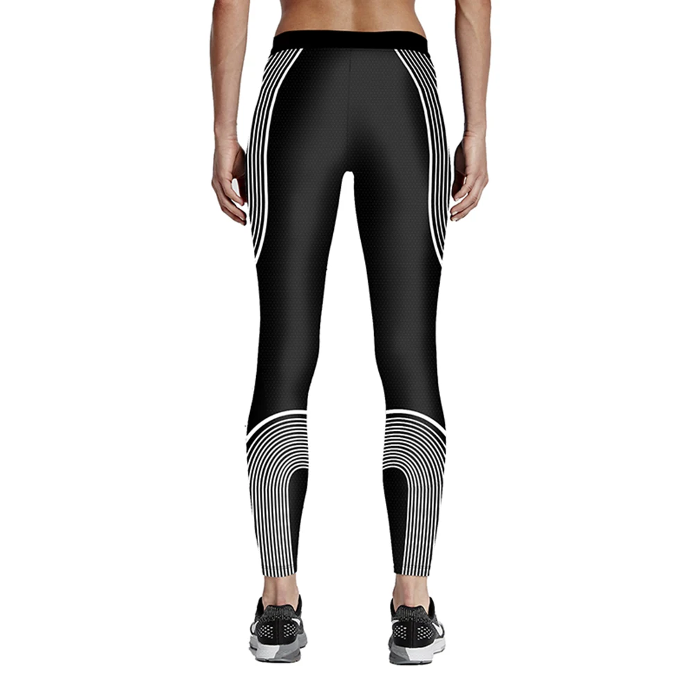 Женские спортивные в черно-белую полоску штаны размера плюс точка 3D для бега с