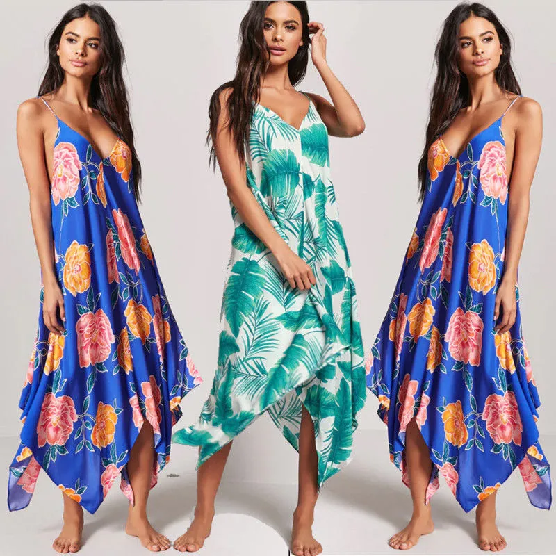 Для женщин летние свободные и Повседневное ультратонкие Boho шифон вечернее
