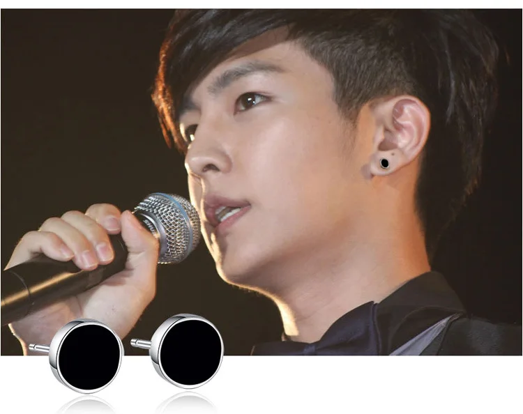 OMHXZJ оптовые очаровательные мужские модные красивые серьги гвоздики с черным