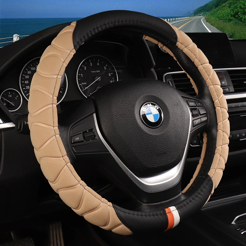 

M 37-38cm Car Steering Wheel Covers Winter Warm Soft Short Plush Styling Universal Interior Accessories Car-styling