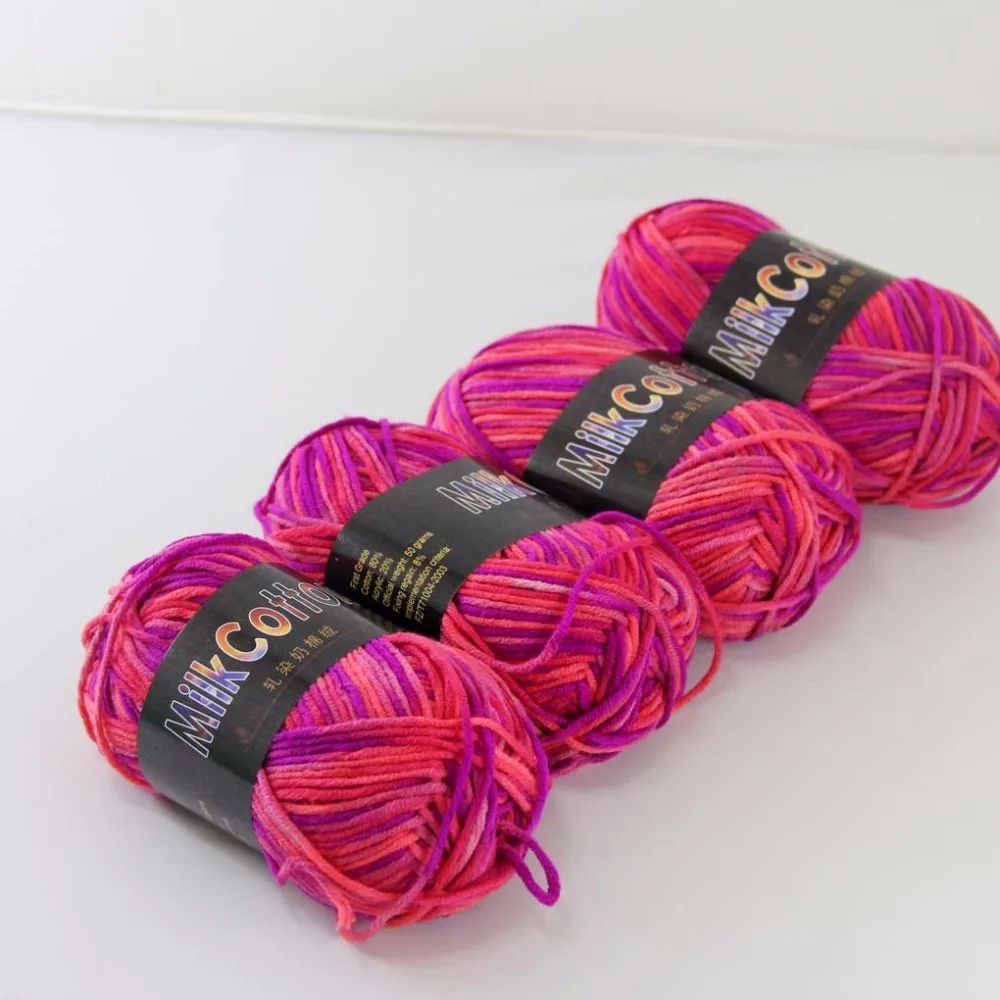 Multi Цвет 4Skeinsx50g Мягкий хлопок шерсть DIY носки шарф трикотаж Обёрточная бумага