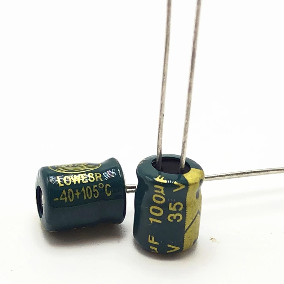 35V 100 мкФ 6*7 высокочастотный низкоимпедансный алюминиевый электролитический конденсатор 100 мкФ 35v 20