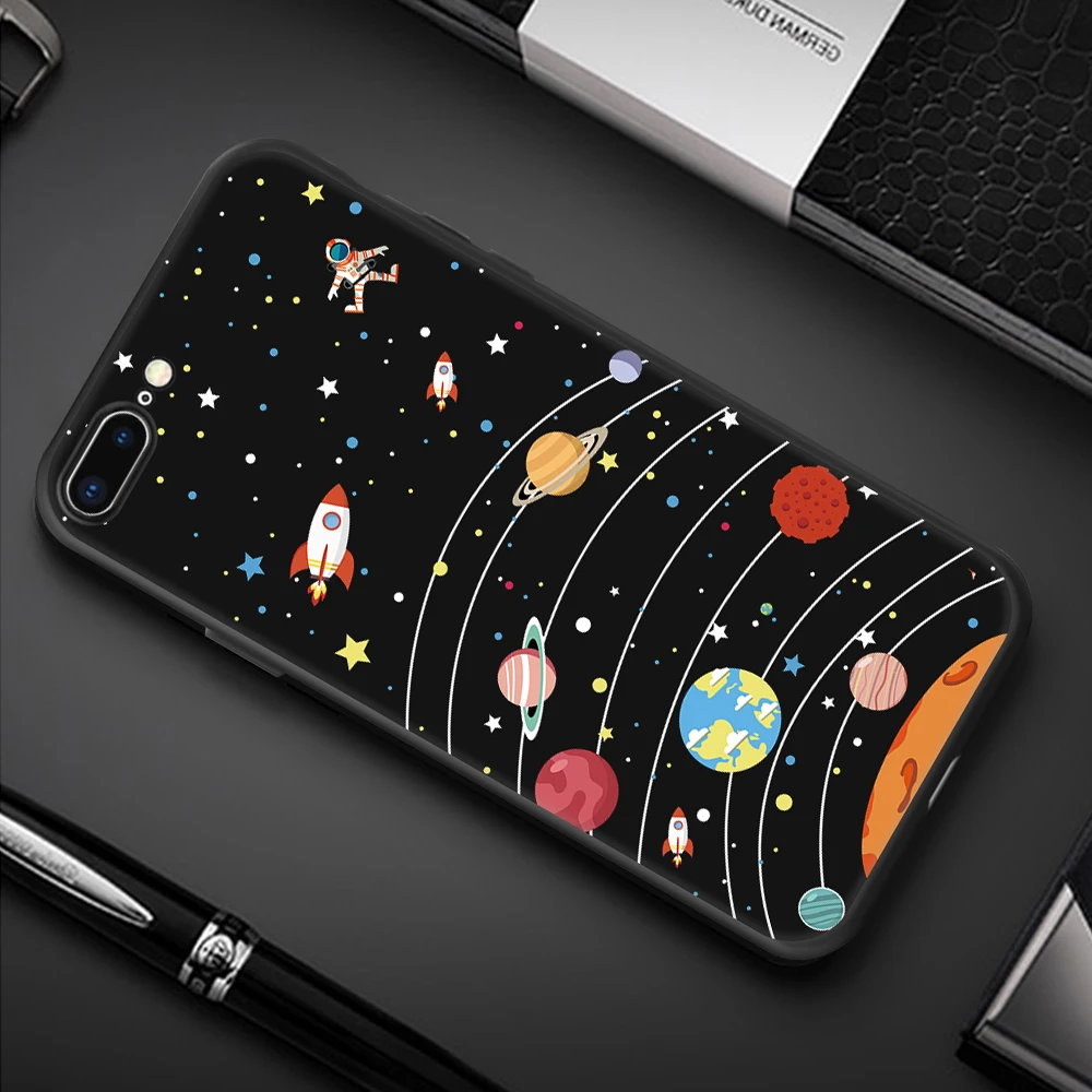 16 Модный чехол для телефона с изображением космоса для iPhone 6, 6 S, 7, 8 Plus, 5, 5S, SE, X, XR, XS, Max, 7, милый чехол с изображением планеты, Луны, звезды, силиконовая задняя крышка, мягкий ТПУ - Цвет: 16