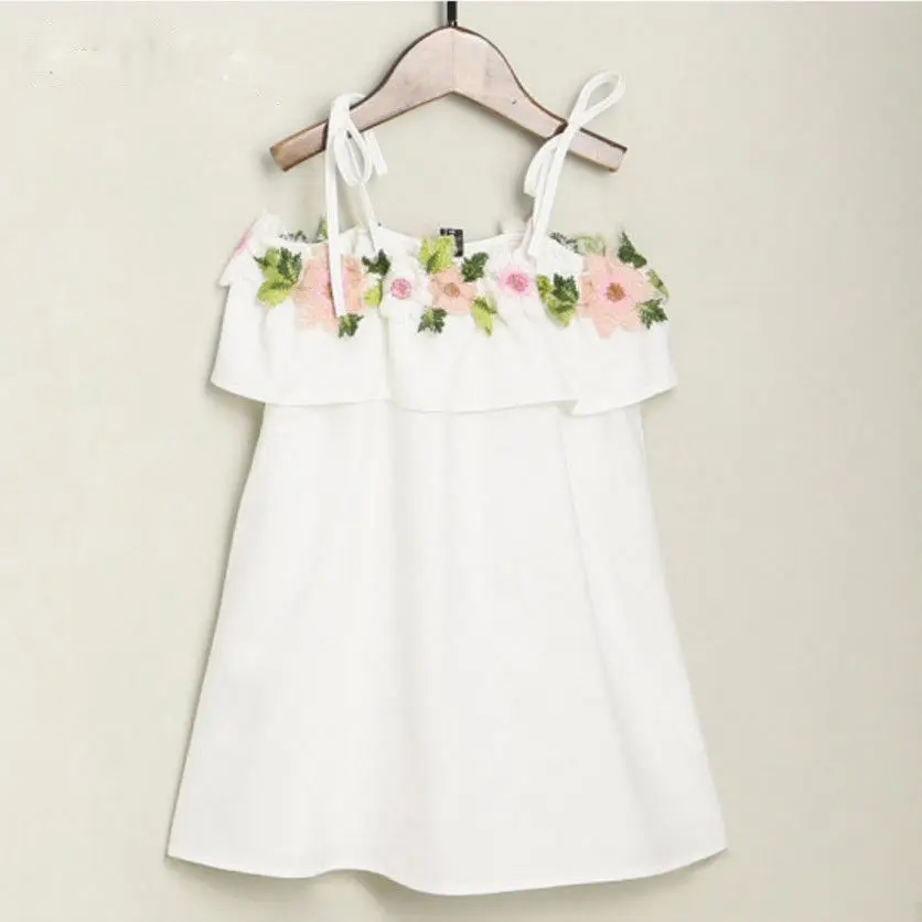 2018 Brand New Princess Summer Family Matching Mother Girls Dress Off Shoulder Floral Ruffles Straight White 3-11Y | Мать и ребенок
